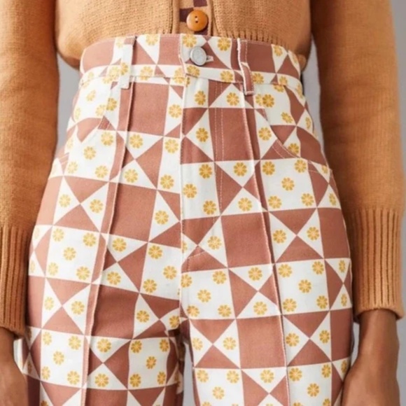 Lisa Says Gah Brown and Cream Straight Leg Jeans - Picture 4 of 9